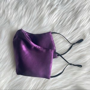 Plum Double Satin Mask with Adjustable Straps, Formal Masks, Date Night, Party